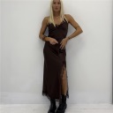 abito lungo con raso e pizzo divina